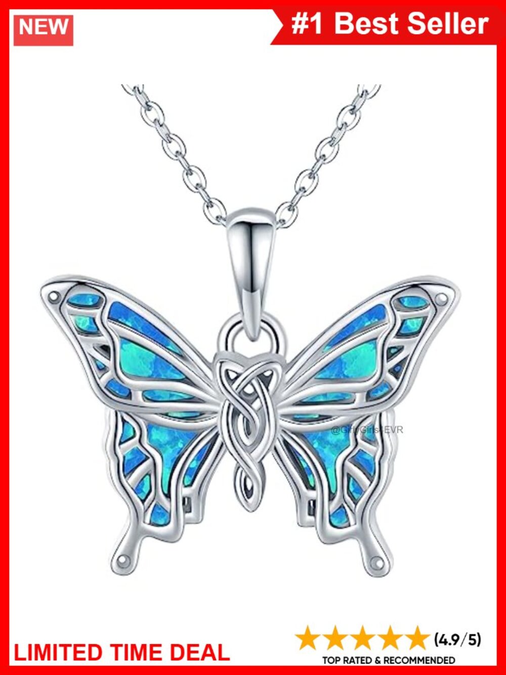 925 Sterling Silver Butterfly Opal Pendant Necklace Jewelry Gift
